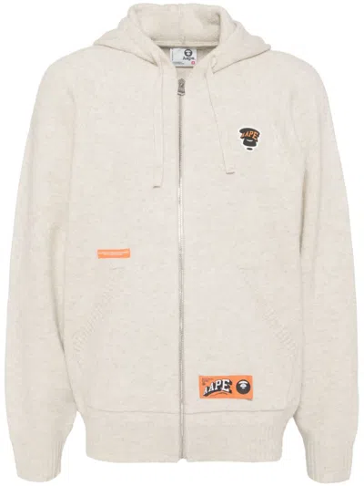 Aape By A Bathing Ape Moonface-logo Zip-up Cardigan In Grey