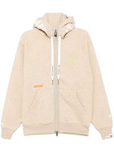 Aape By A Bathing Ape Moonface Logo Zip-up Hoodie In Neutrals