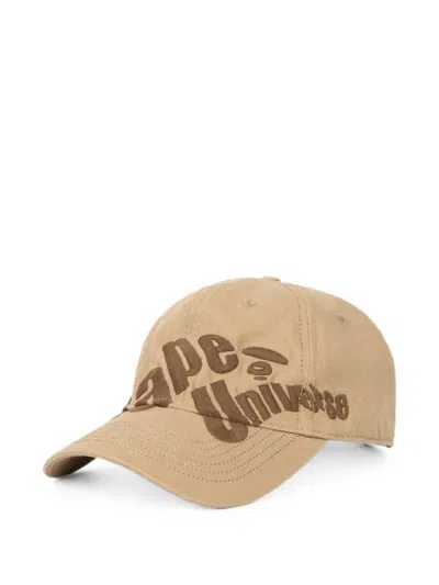 Aape By A Bathing Ape Moonface Logo-embroidered Cap In Brown