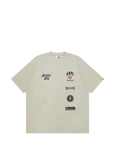 Aape By A Bathing Ape Moonface Logo-patch T-shirt In Gray