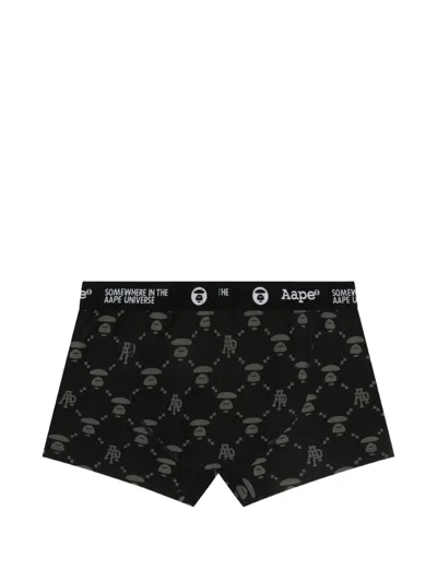 Aape By A Bathing Ape Moonface Logo-print Boxer Briefs In Black