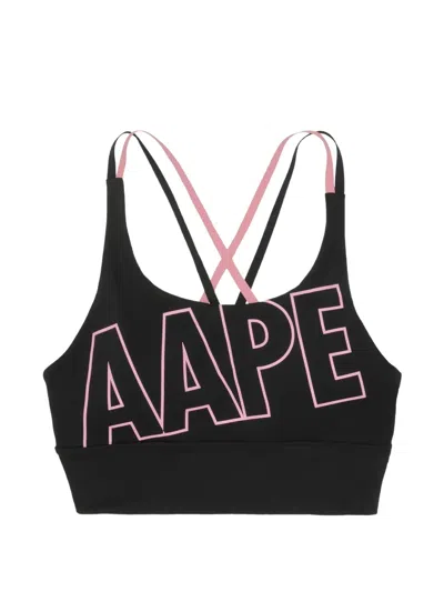 Aape By A Bathing Ape Moonface Logo-print Sports Bra In Black