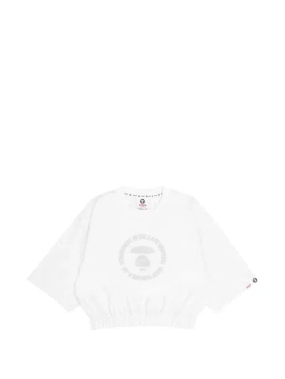 Aape By A Bathing Ape Moonface Mesh-panel T-shirt In White