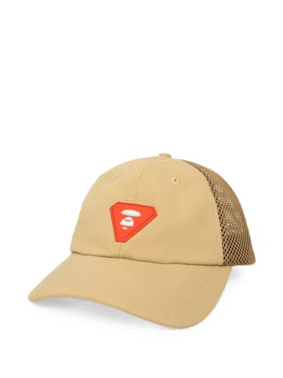 Aape By A Bathing Ape Moonface Mesh-panelled Cap In Brown