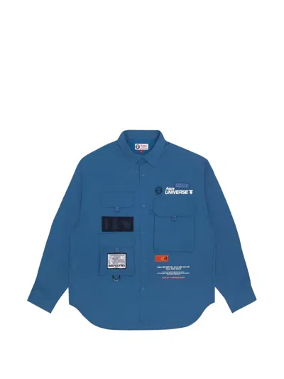Aape By A Bathing Ape Moonface Multi-pocket Shirt In Blue