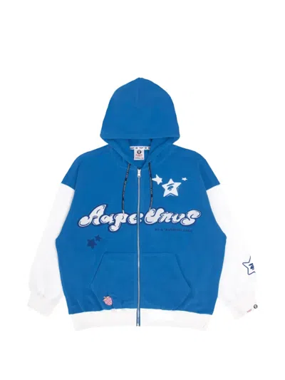 Aape By A Bathing Ape Moonface Panelled Hoodie In Blue