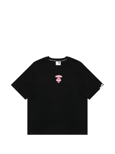 Aape By A Bathing Ape Moonface Patch Bear-print T-shirt In Black