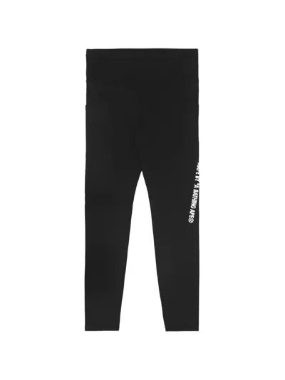 Aape By A Bathing Ape Moonface Patch-pocket Leggings In Black