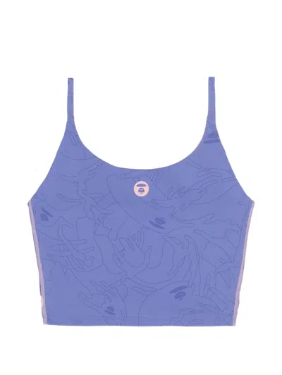 Aape By A Bathing Ape Moonface Patterned Bra Top In Blue