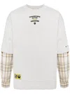 Aape By A Bathing Ape Moonface Plaid-panelled Long-sleeve Tee In Grey