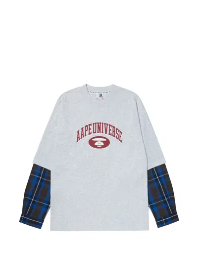 Aape By A Bathing Ape Moonface Plaid-panelled T-shirt In Multi