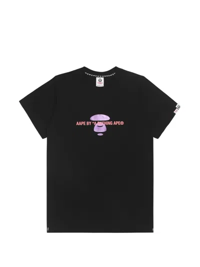 Aape By A Bathing Ape Moonface Print-detail Cotton T-shirt In Black
