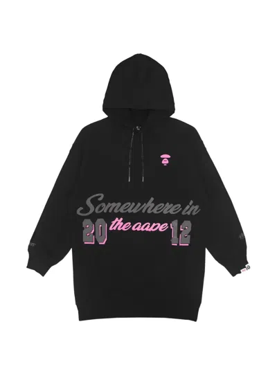 Aape By A Bathing Ape Moonface Printed Hoodie Dress In Black