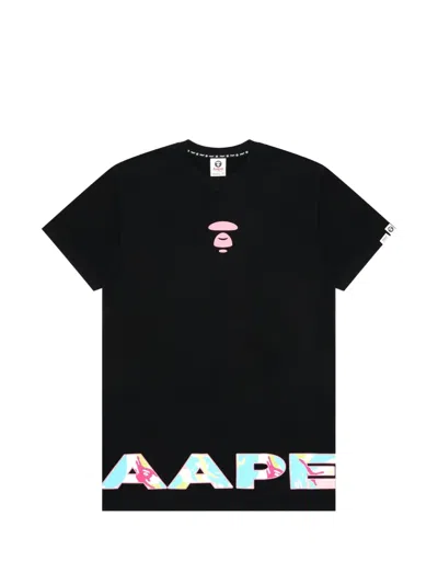 Aape By A Bathing Ape Moonface Printed T-shirt In Black
