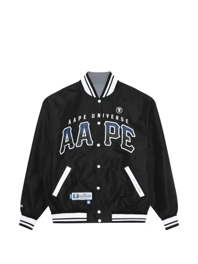 Aape By A Bathing Ape Moonface Reversible Bomber Jacket In Black