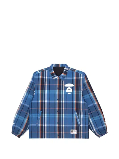 Aape By A Bathing Ape Moonface Reversible Check Jacket In Blue