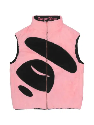 Aape By A Bathing Ape Moonface Reversible Down Vest In Pink