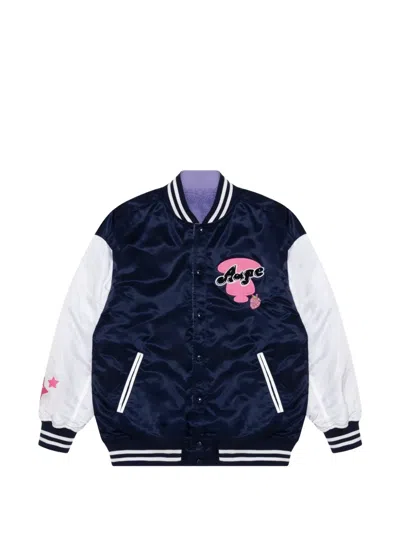 Aape By A Bathing Ape Moonface Reversible Fleece Jacket In Blue