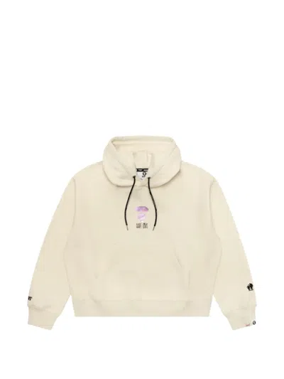 Aape By A Bathing Ape Moonface Slogan-print Hoodie In White