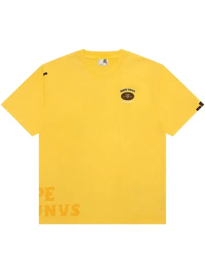 Aape By A Bathing Ape Moonface T-shirt In Yellow