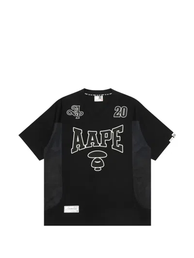 Aape By A Bathing Ape Moonface Varsity T-shirt In Black