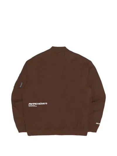Aape By A Bathing Ape Moonface Zipped Bomber Jacket In Brown