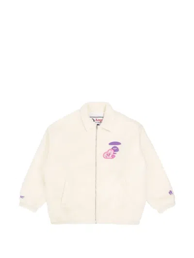 Aape By A Bathing Ape Moonface Zip-up Fleece Jacket In Neutral