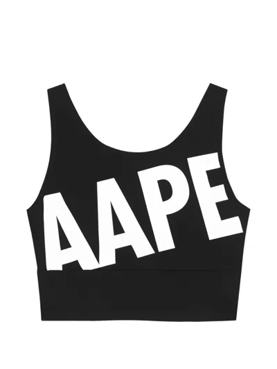 Aape By A Bathing Ape Moonface-patch Logo-print Tank Top In Black