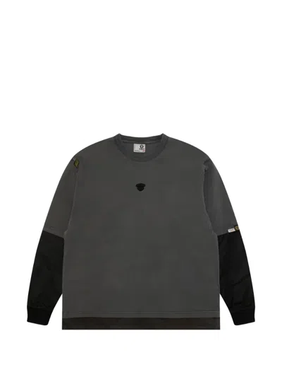 Aape By A Bathing Ape Moonface-patch Long-sleeve T-shirt In Gray