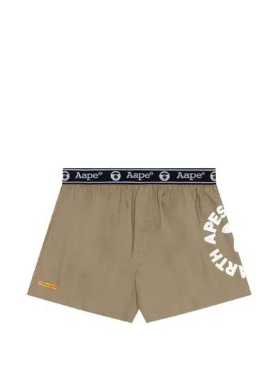 Aape By A Bathing Ape Moonface-print Boxers In Brown