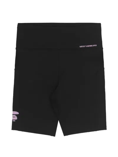 Aape By A Bathing Ape Moonface-print High-waisted Shorts In Black