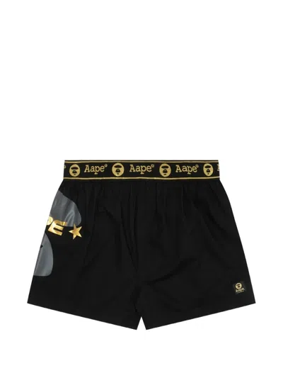 Aape By A Bathing Ape Moonface-printed Boxers In Black