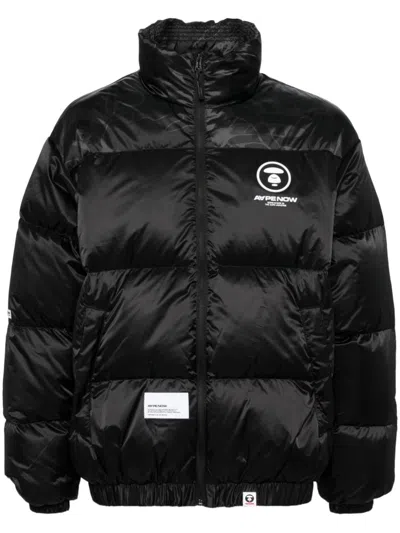 Aape By A Bathing Ape Moonfasce Logo Down Jacket In Bkl Light Black