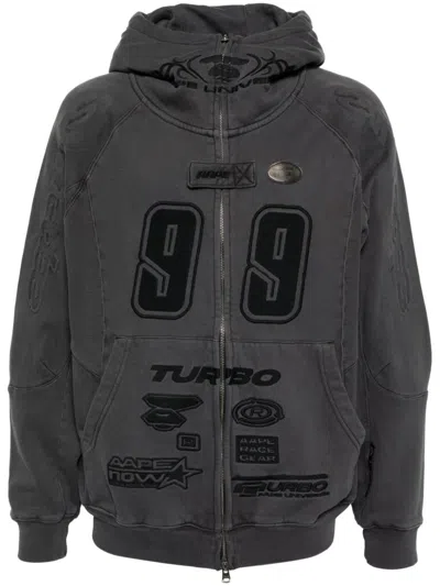 Aape By A Bathing Ape Motifs-embroidered Hoodie In Schwarz