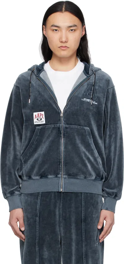 Aape By A Bathing Ape Navy Aape Injection Hoodie In Nyl Light Navy