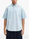 Aape By A Bathing Ape Now Buttoned Patch Shirt In Blue