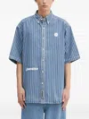 Aape By A Bathing Ape Now Striped Logo Shirt In Blue