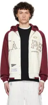 Aape By A Bathing Ape Off-white & Burgundy Main Zip Up Jacket In Ivx Ivory