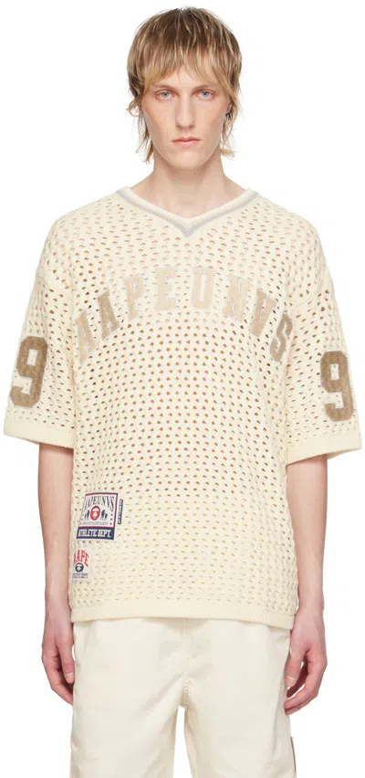 Aape By A Bathing Ape Off-white Embroidered Sweater In Ivx Ivory