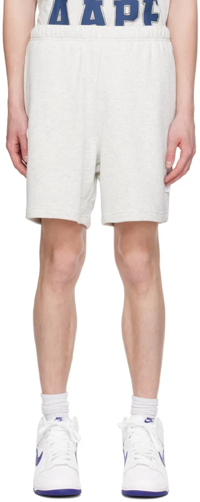 Aape By A Bathing Ape Off-white Patch Shorts In Wh2 Heather White
