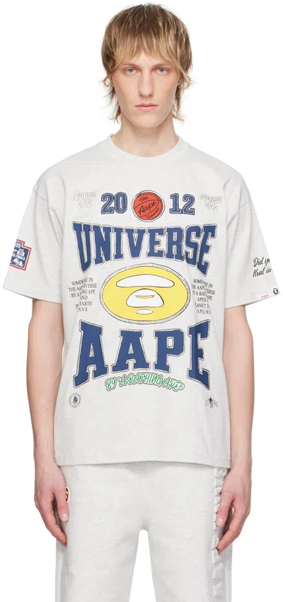 Aape By A Bathing Ape Off-white Printed T-shirt In Wh2 Heather White