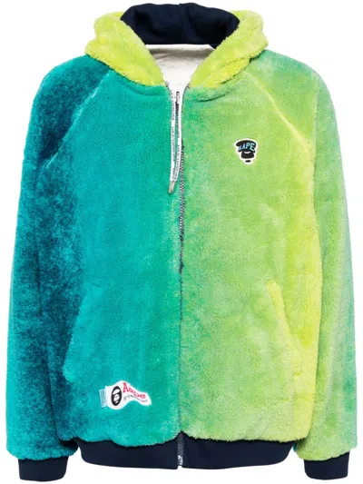 Aape By A Bathing Ape Ombré-effect Fleece Hoodie In Blue