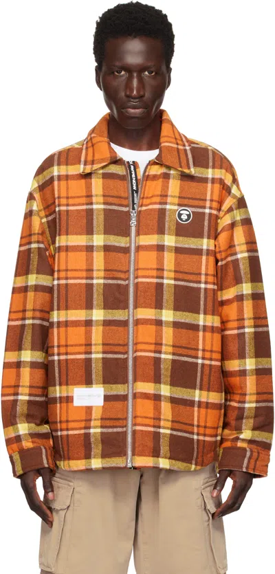 Aape By A Bathing Ape Orange & Brown 'aape Now' Jacket In Bwq Brown (orange)