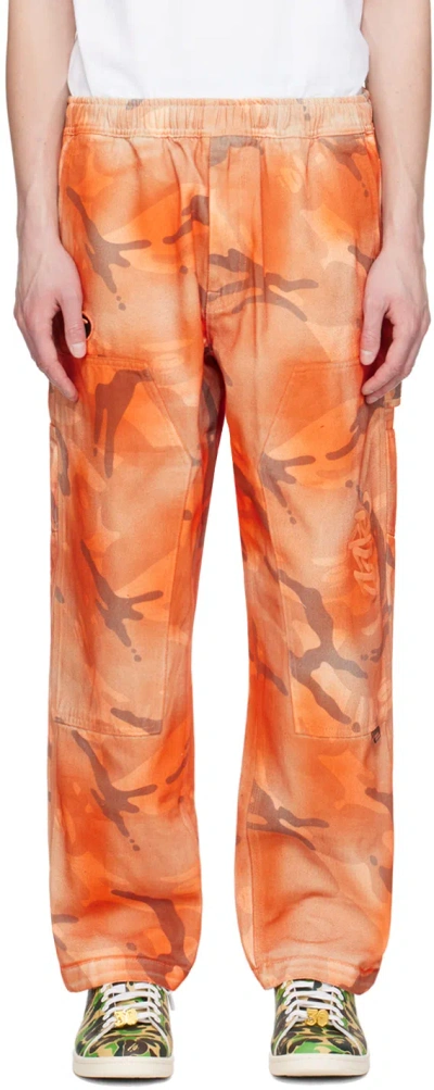 Aape By A Bathing Ape Orange Camo Cargo Trousers In Bge Beige (grey)