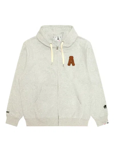 Aape By A Bathing Ape Patch-appliqué Zip-up Hoodie In White