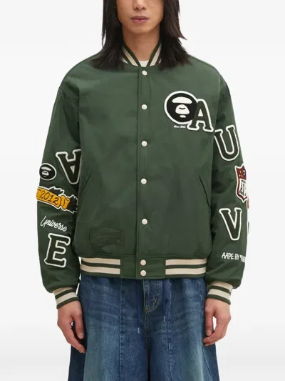 Aape By A Bathing Ape Patch-embroidered Bomber Jacket In Green