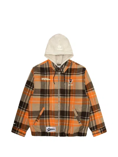 Aape By A Bathing Ape Patch Plaid Jacket In Orange