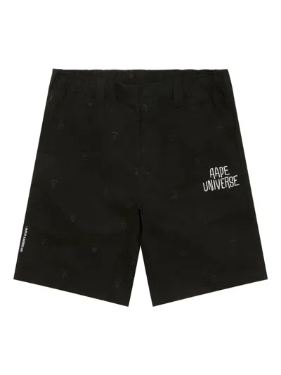 Aape By A Bathing Ape Pattern-jacquard Shorts In Black