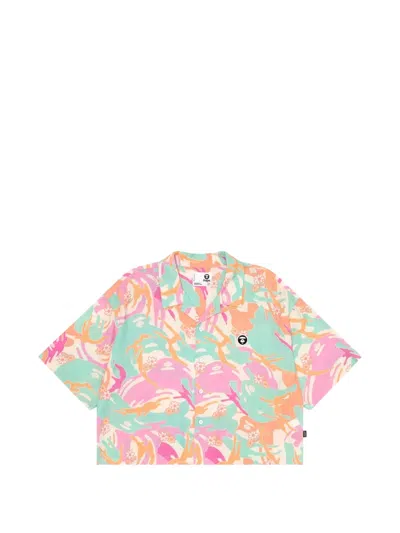 Aape By A Bathing Ape Patterned Cropped Shirt In Multi