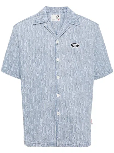 Aape By A Bathing Ape Patterned Jacquard Shirt In Blue